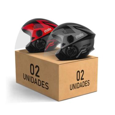 Imagem de Kit 2 Capacete Aberto Etceter Open Moto Masculino Feminino Segurança -