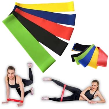 Imagem de Kit 5 Faixas Elasticas Mini Band Para Exercício Funcional Corpo Todo Alongamento Musculação Faixa De Borracha Academia Faixa Elastica Para Treino Em Casa Ginastica Pilates Fisioterapia e Yoga Premium