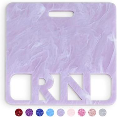 Imagem de Crachá RN Buddy Horizontal Cute Registered Nurse Badge Buddy Acrílico Amigo Tamanho Perfeito para Cartão de Crachá RN Padrão Colorido e Glitter RN Porta-crachá Amigo Amamentação (Nuvens Roxas)