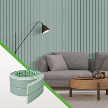 Imagem de Painel Ripado Autocolante Papel de Parede Adesivo de EVA PVC Laminado Decoração Moderno Linha Play+ Meu Rodapé MRP Verde (Rolo de 2,5 metros, 10cm de largura)