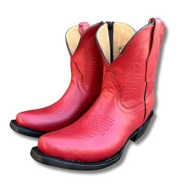 Imagem de GadwallAR Botas femininas de couro inteiro e bico quadrado Cowgirl Western com sola de couro de luxo clássica com punta cuadrada para mujer, Tornozeleira vermelha, 39