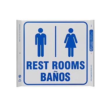 Imagem de Zing Green Products 2643 Placa de canto de plástico reciclado "Rest Rooms", bilíngue, 25,4 cm de comprimento, 25,4 cm de largura
