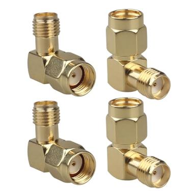 Imagem de Futheda 4 peças SMA fêmea para RP-SMA macho conector de antena de ângulo reto compatível com 4G LTE celular trilha câmera Wi-Fi roteador FPV drone controlador PCIE adaptador de cartão de rede câmera