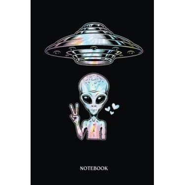 Imagem de Alien Notebook: Ufo Flying Saucer Funny Cute Alien V-Sign | Alien Journal, Lined Journal Ufo, Ufo Journal, Lined Journal Alien, Size 6 X 9", 120 Pages.