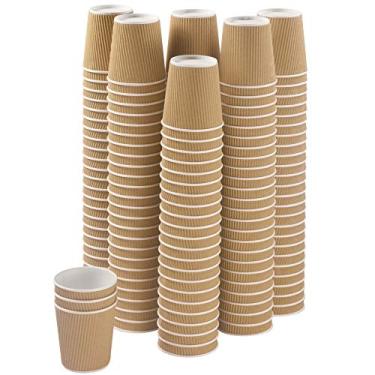 Imagem de NYHI Conjunto de 150 copos de papel kraft com isolamento ondulado para café e chá, copos quentes recicláveis de 3 camadas para melhor isolamento, perfeito para cappuccino, cacau quente ou bebidas
