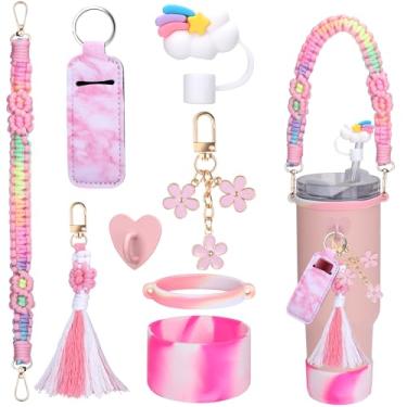 Imagem de Mity rain Acessórios de copo para copo Stanley Cup 590 ml 850 g 1,134 g copo com alça, incluindo alça de alça de garrafa de água, suporte de batom, bota, pingentes de chaveiro, topo de palha para