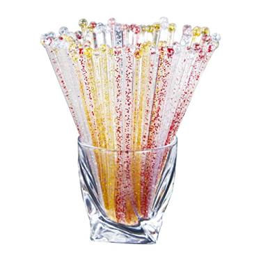 Imagem de 100 Pieces Disposible Plastic Round Top Crystal Swizzle Sticks Ball Head Stirrer, Cocktail Coffee Drink Stirrers Cake Sticks (Multi Color)