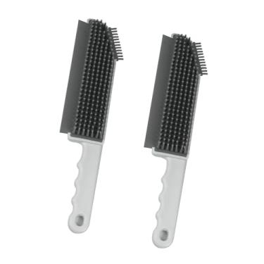 Imagem de Escova de limpeza multifuncional, 2 peças, escova de limpeza de silicone, escova pequena, raspadora, limpador, pia de cozinha, rodo de banheiro, bancada, chão, janela, espelho, banheira (branca)