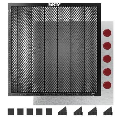 Imagem de Cama a laser de favo de mel com revestimento de óxido atualizado 500 x 500 mm, mesa de trabalho com ímãs fixos para a maioria das máquinas de gravação a laser, dissipação rápida de calor e eliminação