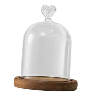 Imagem de Ｂｅｓｇａ Cúpula de vidro cloche bell jar com base de madeira redonda versátil diâmetro 3.5 polegadas mesa exibição para mesas de jantar decorativas, Style C