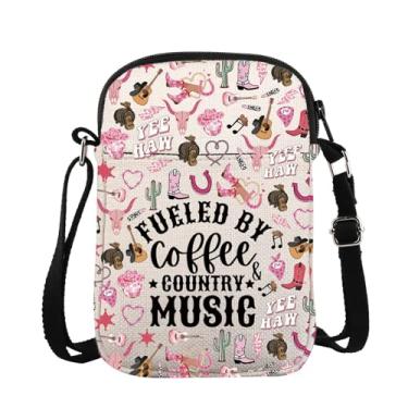 Imagem de ZJXHPO Bolsa tiracolo para amantes de música country Fueled By Coffee And Country Music Bolsa mensageiro para bebedores de café, Coffee Music Cb