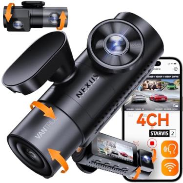 Imagem de Vantrue Câmera veicular N5 4 canais WiFi 360° para todos os lados, STARVIS 2, visão noturna infravermelha, 2,7 K + 1080P x 3 câmera frontal traseira interna, controle de voz, GPS, câmera veicular modo