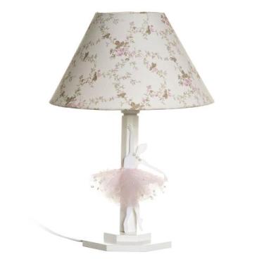 Imagem de Abajur Madeira Bailarina Acrílico Rosa Quarto Bebê Infantil - Potinho 