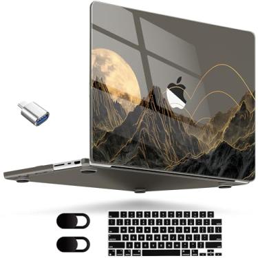 Imagem de MEEgoodo Capa para M4 MacBook Pro 16 polegadas 2024 2023 2021, capa flexível e de cristal serve para o modelo A3403/A3186/A2991/A2780/A2485 M3 M2 M1 Pro/Max, linhas brilhantes lua cheia