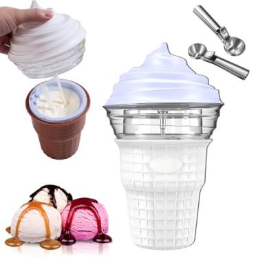Imagem de Mini sorveteira elétrica para casa, máquina de casquinha de sorvete de 450 ml com colher de sorvete para sorvete caseiro fácil, para festivais Tamanho de presente: 16 CM * 16 CM * 26 CM