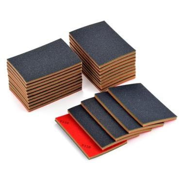 Imagem de MAXMAN Conjunto de esponja de lixamento de 7 x 10 cm, 20 peças, bloco de lixadeira manual de espuma macia, lixa seca úmida, esponja de lixa ultrafina para metal, móveis de madeira, modelos, drywall,