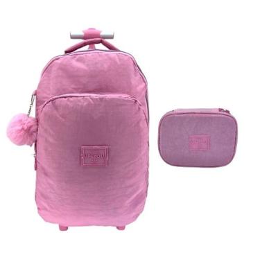 Imagem de Kit Mochila de Rodinha + Estojo Up4You 51610 - Juvenil, Rosa/Claro, Ún