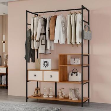 Imagem de Closet Sevilha 2 Gavetas 3 Prateleiras Preto/Rústico/Off White - Art Panta