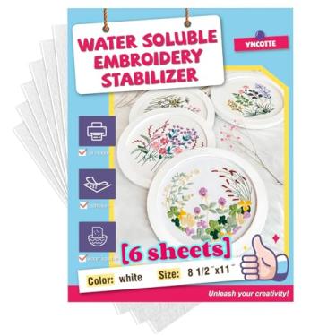 Imagem de Papel de bordado em bastão e costura, 6 peças de papel de transferência solúvel em água para bordado à mão e à máquina