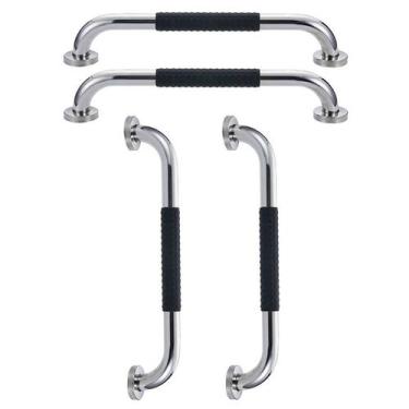 Imagem de Barra de Apoio Inox 30cm Superficie Antiderrapante Kit 4 unidades Banh