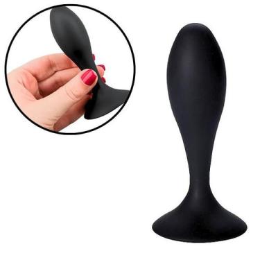 Imagem de Plug Anal com Ventosa de Silicone Formato Redondo Preto