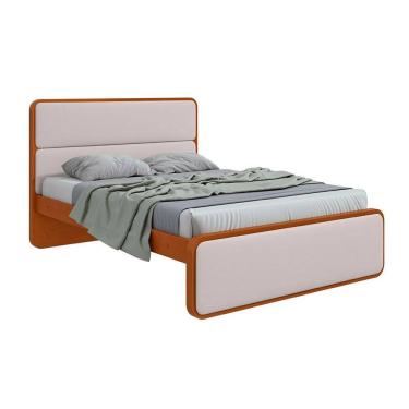 Imagem de Cama Casal Loop Revestimento Sintético Bege e Frassino
