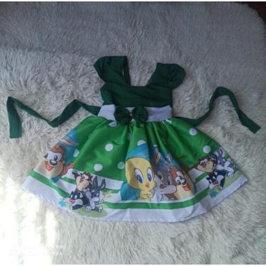 Imagem de Vestido Menina Infantil Simples Temático Looney Tunes Baby Verde - act