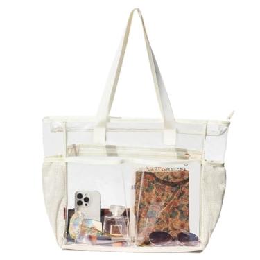Imagem de ESVAN Sacolas transparentes aprovadas para estádio de segurança, viagem, academia, bolsas transparentes para trabalho, esportes, shows, viagens, praia, Branco