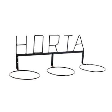 Imagem de Suporte para 3 Vasos com letreiro Horta em Ferro Pintura Eletrostática