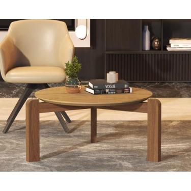 Imagem de Mesa de Centro Para Sala de Estar Moderna Redonda Pés Em Madeira Austr