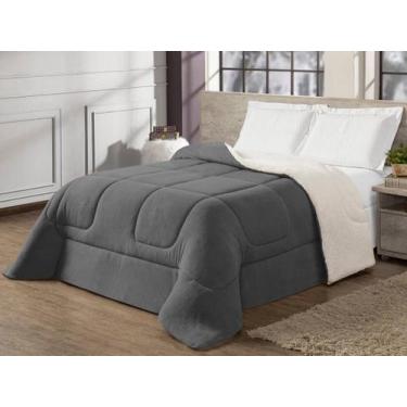 Imagem de Coberdron Chumbo Solteiro Pele de Carneiro - Charme do Detalhe