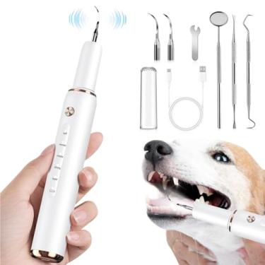 Imagem de CRXRYRZ Removedor de placa para cães, removedor de tártaro, escova de dentes elétrica para animais de estimação, limpeza eficaz de dentes para animais de estimação, kit de limpeza de dentes de cães