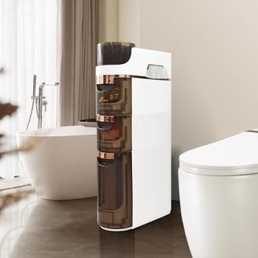 Imagem de BGYMF Armário de banheiro fino, design estreito que economiza espaço, móvel e sem necessidade de instalação, perfeito para lavanderias, áreas de banheiro e espaços de sala de estar (3 camadas)