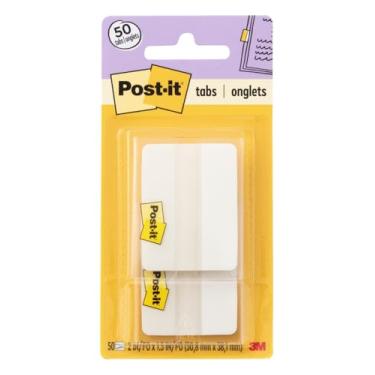 Imagem de Post-it Abas, 5 cm, sólido, branco, 25 abas/dispensador em movimento, 2 dispensadores/pacote (686F-50WH)