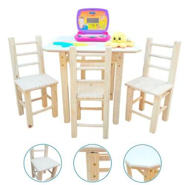 Imagem de Mesa Infantil De Mdf Com 4 Cadeira Resistente A 120kg - JANETS LTDA