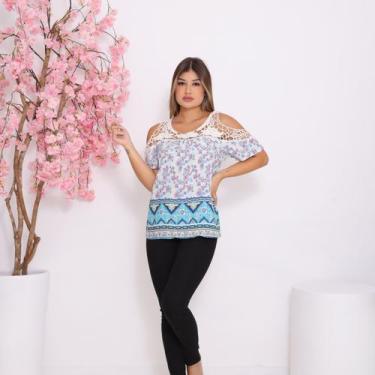 Imagem de Blusa Feminina Ombro a Ombro Ciganinha Com Alça em Renda Premium - Ros