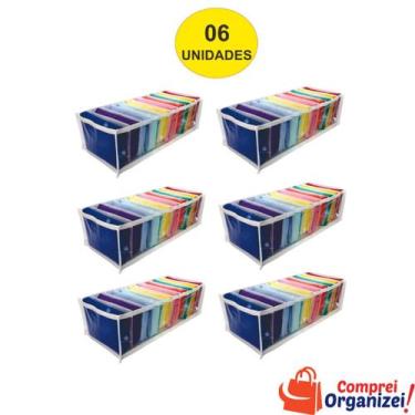 Imagem de Kit 6 Organizadores De Gavetas - (calcinhas, Meias, Cuecas) Transp. Br