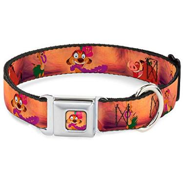 Imagem de Buckle-Down Coleira para cachorro fivela de cinto Timon Pumba The Hula Song, multicolorido, 3,8 cm de largura - cabe no pescoço de 45,7 a 81,2 cm - grande (DC-WDY119-WL)