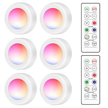 Imagem de RGB LEDs Puck Light,10 Dimmer Timer Função 16RGB Gabinete Iluminação Lâmpada Closet Light Wardrobe Night Lamp Com Controle Remoto para Cozinhas Banheiros Wardrobe Party