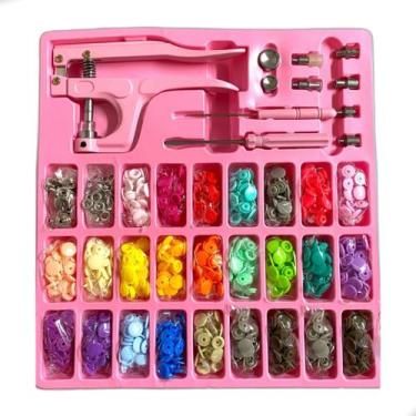 Imagem de Alicate 3 Em 1 Pregar Botão Pressão Ritas Ilhós Matriz Rosa - Lanmax