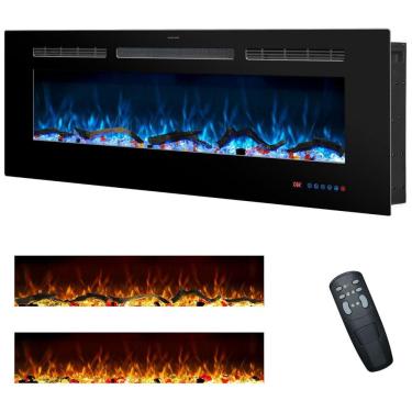 Imagem de Lareira Elétrica 121,92 Centímetros, Embutida na Parede, Controle Remoto, 13 Cores de Chamas, Timer 9 Horas,Rodalflame.