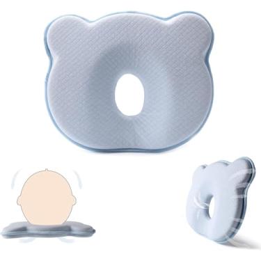 Imagem de EMNZPSDZ Travesseiro de espuma de memória, urso fofo de desenho animado macio e aconchegante, conjunto de cama respirável para bebês para meninos e meninas pequenos, evita a cabeça chata