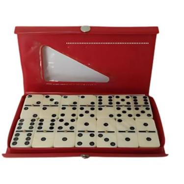 Imagem de Jogo de Dominó Profissional de Osso com 28 Peças – Luxo, Tradicional e Resistente, Acompanha Estojo (Vermelho)