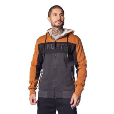 Imagem de Casaco Masculino Gangster de Moletom com Capuz Caramelo/preto, Caramel