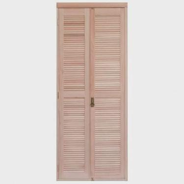 Imagem de Porta de Madeira Camarão 213x94cm com Venezianas e Marco Batente 14cm ewk P37 Rondosul