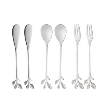 Imagem de Conjunto Talheres Para Petiscos Leaves Bon Gourmet Aço Inox