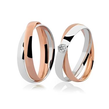 Imagem de Aliança de Ouro Branco e Rosé 18k Lisa 3mm