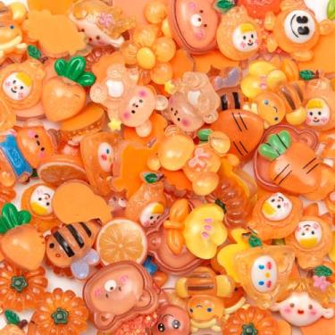 Imagem de Luyoaozy Conjunto fofo de 60 peças de pingentes de geleca para artesanato, conjunto de berloques de resina para scrapbook, berloques fofos 3D flatback para enfeites, álbuns de recortes e mini