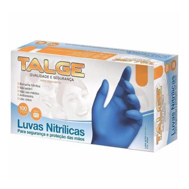 Imagem de Luva Descartável Nitrílica Azul Sem Pó C/100 - Talge