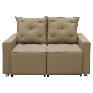 Imagem de Sofá Retrátil E Reclinável 2 Lugares Bariloche 1.50cm c/ Molas - Linho Capuccino